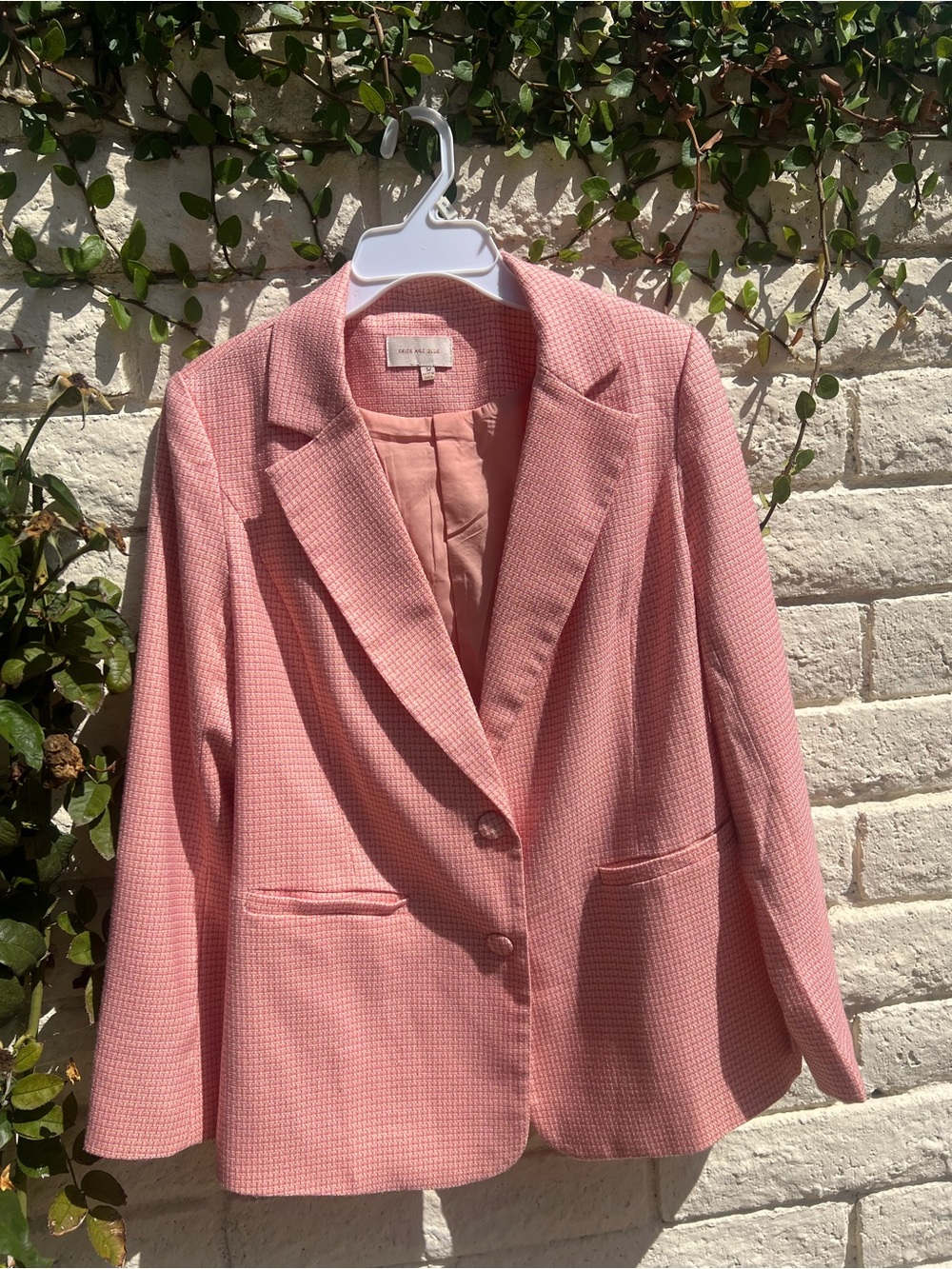Skies Are Blue Pink Textured Notch-Lapel Blazer